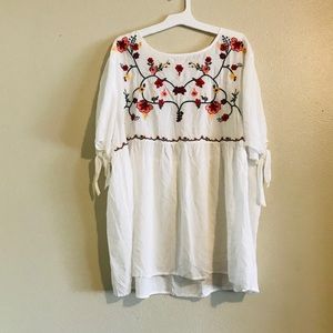Jodifl mbroidered Smocked ( WHITE) ToP